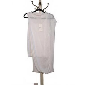 NWT LIVIANA CONTI White Asymmetric Linen 2pc Drape Top 42IT